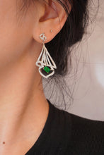 Load image into Gallery viewer, LUOWEND 18K White and Yellow Gold Real Natural Diamond and Emerald Earring for Women
