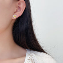 Load image into Gallery viewer, LUOWEND 18K White Gold Natural Yellow Diamond Earrings for Women
