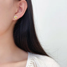 Load image into Gallery viewer, LUOWEND 18K White Gold Natural Yellow Diamond Earrings for Women
