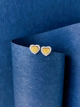 Load image into Gallery viewer, LUOWEND 18K White Gold Natural Yellow Diamond Earrings for Women
