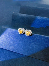 Load image into Gallery viewer, LUOWEND 18K White Gold Natural Yellow Diamond Earrings for Women

