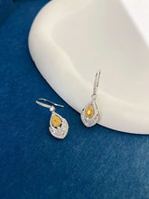 Load image into Gallery viewer, LUOWEND 18K White Gold Natural Yellow Diamond Earrings for Women
