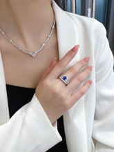 Load image into Gallery viewer, LUOWEND 18K White Gold Natural Sapphire Ring for Women
