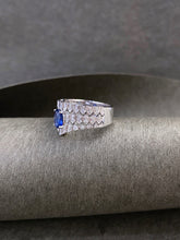 Load image into Gallery viewer, LUOWEND 18K White Gold Natural Sapphire Ring for Women
