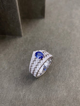Load image into Gallery viewer, LUOWEND 18K White Gold Natural Sapphire Ring for Women
