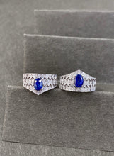 Load image into Gallery viewer, LUOWEND 18K White Gold Natural Sapphire Ring for Women

