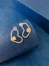 Load image into Gallery viewer, LUOWEND 18K White Gold Natural Yellow Diamond Earrings for Women
