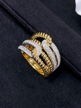 Load image into Gallery viewer, LUOWEND 18K White+Yellow Gold Natural Diamomd Ring for Women

