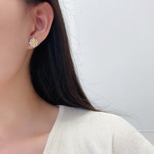 Load image into Gallery viewer, LUOWEND 18K White Gold Natural Yellow Diamond Earrings for Women
