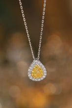Load image into Gallery viewer, LUOWEND 18K White Gold Real Natural Yellow Diamond Necklace for Women
