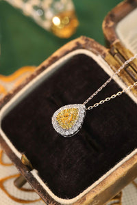LUOWEND 18K White Gold Real Natural Yellow Diamond Necklace for Women