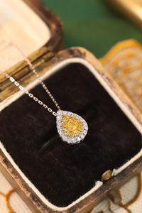 LUOWEND 18K White Gold Real Natural Yellow Diamond Necklace for Women