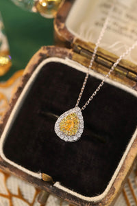 LUOWEND 18K White Gold Real Natural Yellow Diamond Necklace for Women