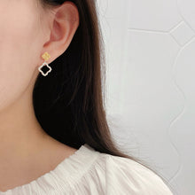 Load image into Gallery viewer, LUOWEND 18K White Gold Natural Yellow diamond Earrings for Women
