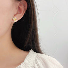 Load image into Gallery viewer, LUOWEND 18K White Gold Natural Yellow diamond Earrings for Women
