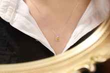 Load image into Gallery viewer, LUOWEND 18K White Gold Real Natural Yellow Diamond Necklace for Women
