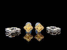 Load image into Gallery viewer, LUOWEND 18K White Gold Natural Yellow diamond Earrings for Women
