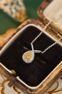 LUOWEND 18K White Gold Real Natural Yellow Diamond Necklace for Women
