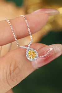 LUOWEND 18K White Gold Real Natural Yellow Diamond Necklace for Women