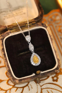 LUOWEND 18K White Gold Real Natural Yellow Diamond Necklace for Women