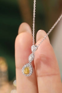 LUOWEND 18K White Gold Real Natural Yellow Diamond Necklace for Women