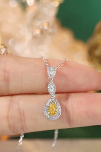 LUOWEND 18K White Gold Real Natural Yellow Diamond Necklace for Women