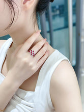 Load image into Gallery viewer, LUOWEND 18K White Gold Natural Ruby Ring for Women
