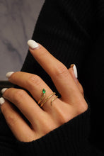 Load image into Gallery viewer, LUOWEND 18K Yellow Gold Real Natural Emerald Ring for Women
