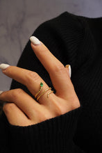 Load image into Gallery viewer, LUOWEND 18K Yellow Gold Real Natural Emerald Ring for Women
