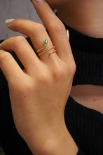 Load image into Gallery viewer, LUOWEND 18K Yellow Gold Real Natural Emerald Ring for Women
