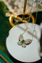 Load image into Gallery viewer, LUOWEND 18K White and Yellow Gold Real Natural Diamond and Emerald Necklace for Women
