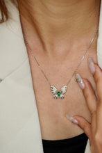Load image into Gallery viewer, LUOWEND 18K White and Yellow Gold Real Natural Diamond and Emerald Necklace for Women
