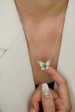 Load image into Gallery viewer, LUOWEND 18K White and Yellow Gold Real Natural Diamond and Emerald Necklace for Women
