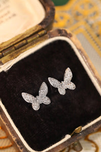 LUOWEND 18K White Gold Real Natural Diamond Stud Earrings for Women