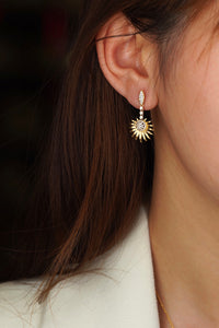 LUOWEND 18K Yellow Gold Real Natural Diamond Drop Earrings for Women