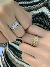 Load image into Gallery viewer, LUOWEND 18K White/Yellow Gold Natural Diamond Ring for Women
