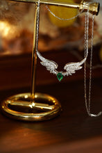 Load image into Gallery viewer, LUOWEND 18K White Gold Real Natural Emerald and Diamond Necklace for Women
