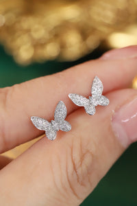 LUOWEND 18K White Gold Real Natural Diamond Stud Earrings for Women