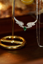 Load image into Gallery viewer, LUOWEND 18K White Gold Real Natural Emerald and Diamond Necklace for Women
