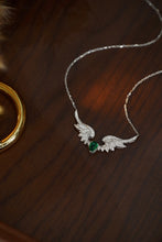 Load image into Gallery viewer, LUOWEND 18K White Gold Real Natural Emerald and Diamond Necklace for Women
