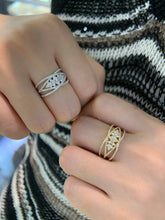 Load image into Gallery viewer, LUOWEND 18K White/Yellow Gold Natural Diamond Ring for Women
