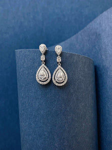 LUOWEND 18K White Gold Natural Diamond Earrings for Women