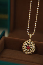 Load image into Gallery viewer, LUOWEND 18K Yellow Gold Real Natural Diamond and Ruby Necklace for Women
