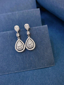 LUOWEND 18K White Gold Natural Diamond Earrings for Women