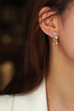 Load image into Gallery viewer, LUOWEND 18K White and Yellow Gold Real Natural Diamond Drop Earrings for Women
