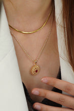Load image into Gallery viewer, LUOWEND 18K Yellow Gold Real Natural Diamond and Ruby Necklace for Women
