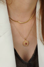 Load image into Gallery viewer, LUOWEND 18K Yellow Gold Real Natural Diamond and Ruby Necklace for Women
