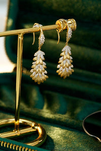 LUOWEND 18K Yellow Gold Real Natural Diamond Hoop Earrings for Women