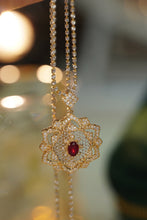 Load image into Gallery viewer, LUOWEND 18K Yellow Gold Real Natural Diamond Natural Ruby Necklace for Women
