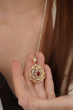 Load image into Gallery viewer, LUOWEND 18K Yellow Gold Real Natural Diamond Natural Ruby Necklace for Women
